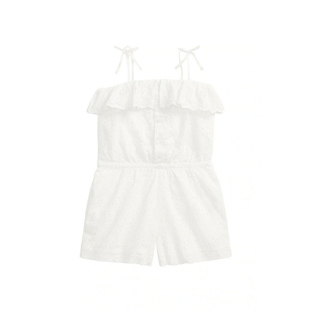 Polo Ralph Lauren Girls Sleeveless Eyelet Romper White Size 6 NEW $145
